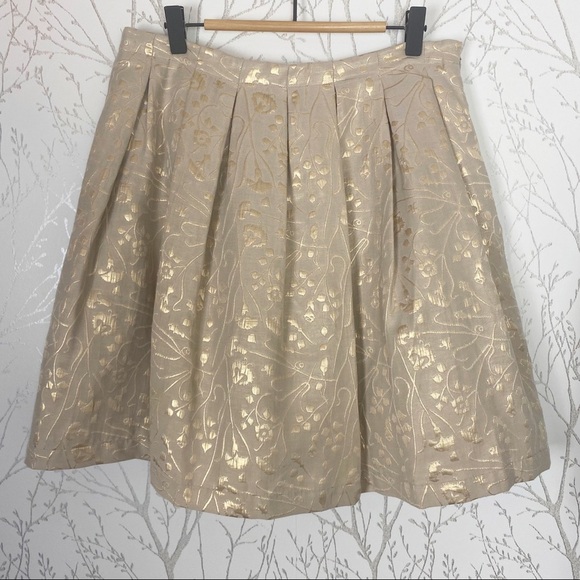 ISANI for TARGET Gold Metallic Jaquard Pintuck Full A-Line Mini Skirt medium - Picture 10 of 10